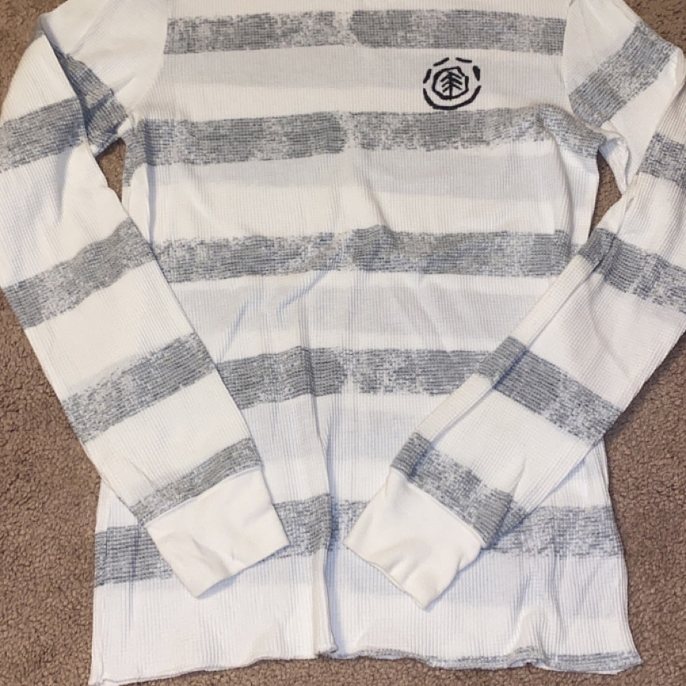 Men's Striped Sweater - White and Gray